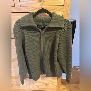 Shaker Stich Zip Cardigan Sweater - Size Small in Green

Oversized fit
